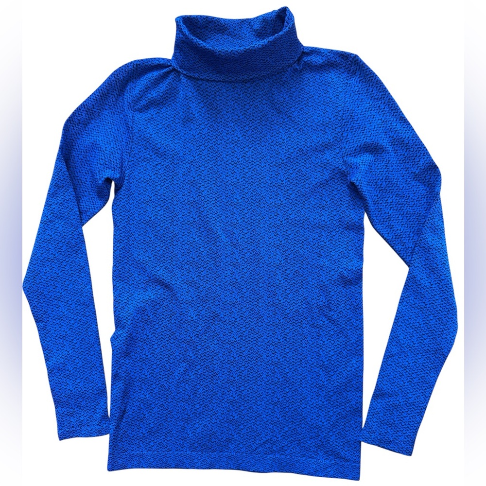 Athleta Fitted Blue Long Sleeve Workout Shirt Size Medium Turtle Neck Women’s‎